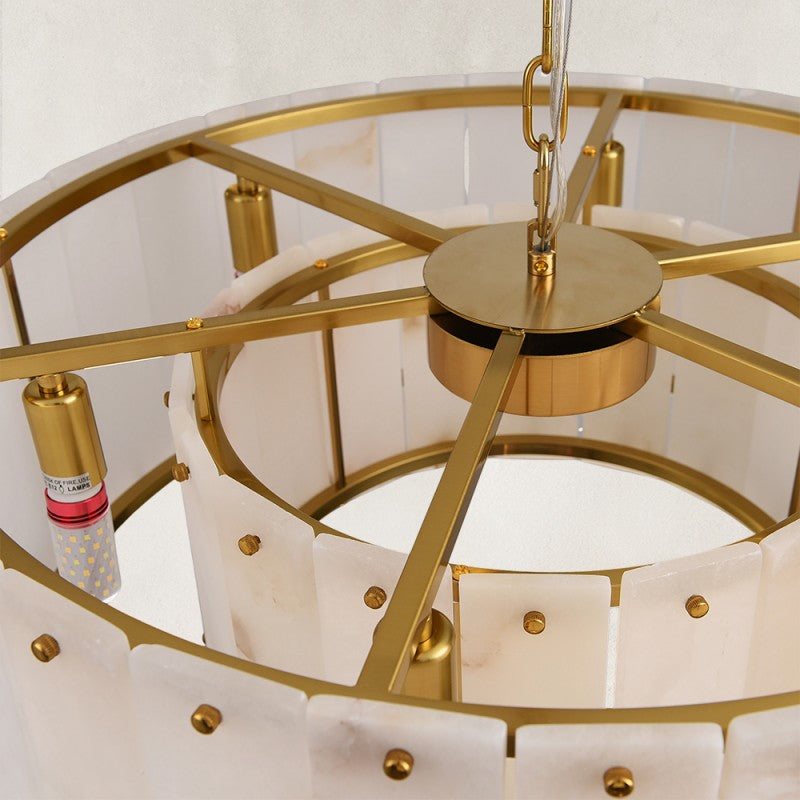 Solara Alabaster 2-Tier Round Chandelier 24"D