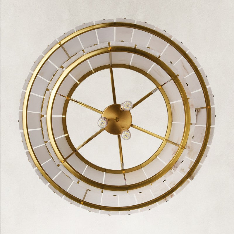 Solara Alabaster 2-Tier Round Chandelier 24"D