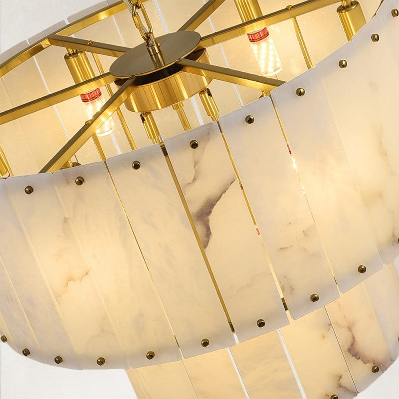 Solara Alabaster 2-Tier Round Chandelier 24"D