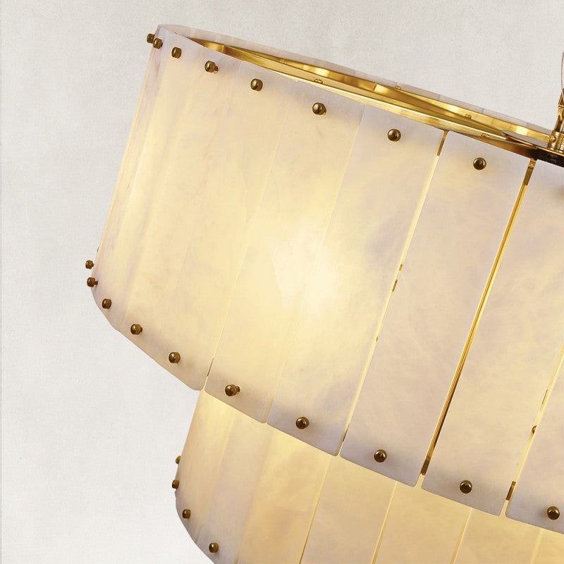 Solara Alabaster 2-Tier Round Chandelier 32"D