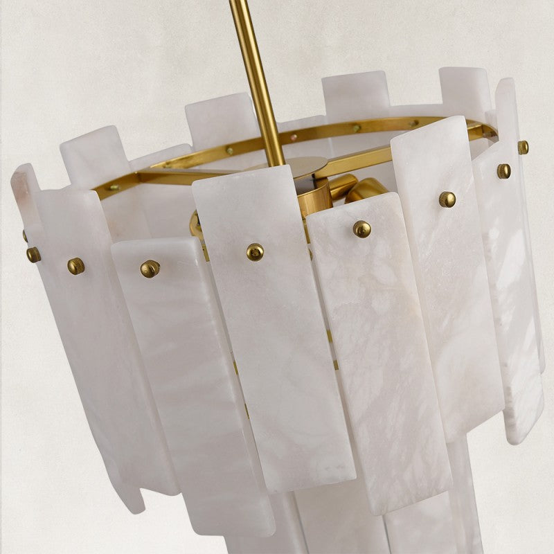 Solara Alabaster 2-Tier Round Pendant 13"D
