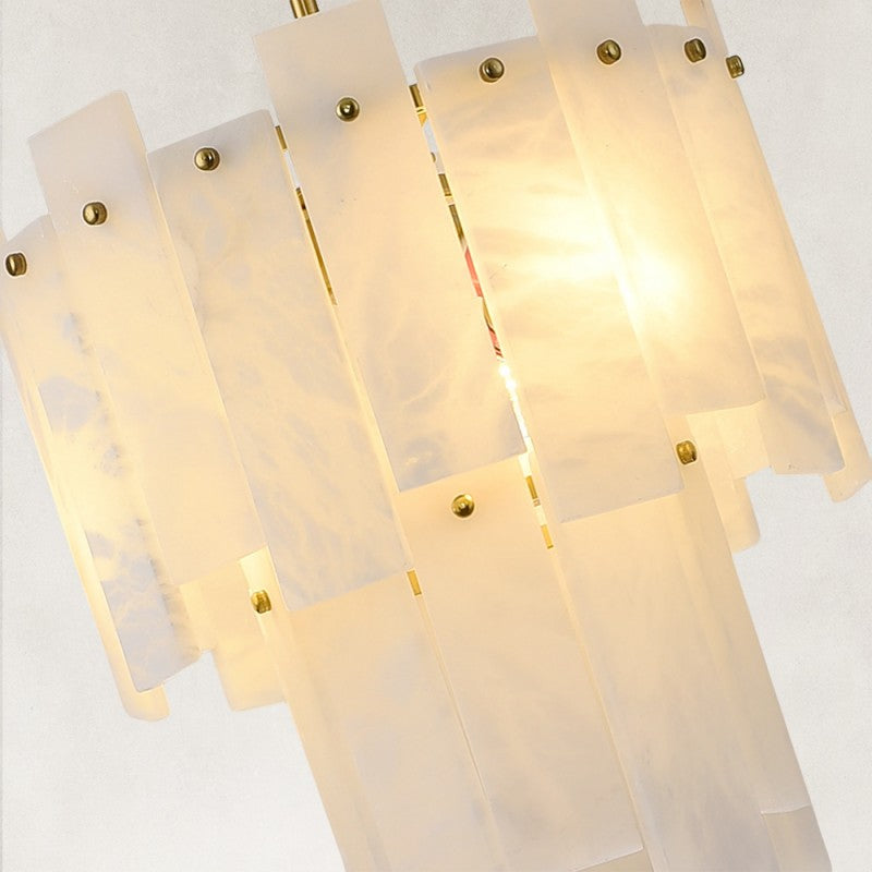 Solara Alabaster 2-Tier Round Pendant 13"D