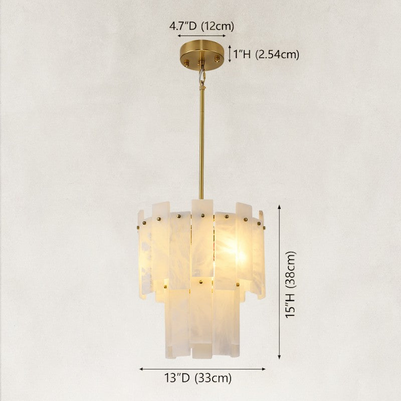 Solara Alabaster 2-Tier Round Pendant 13"D