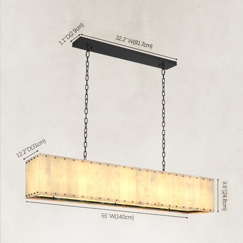 Solara Alabaster Rectangular Chandelier 55"W