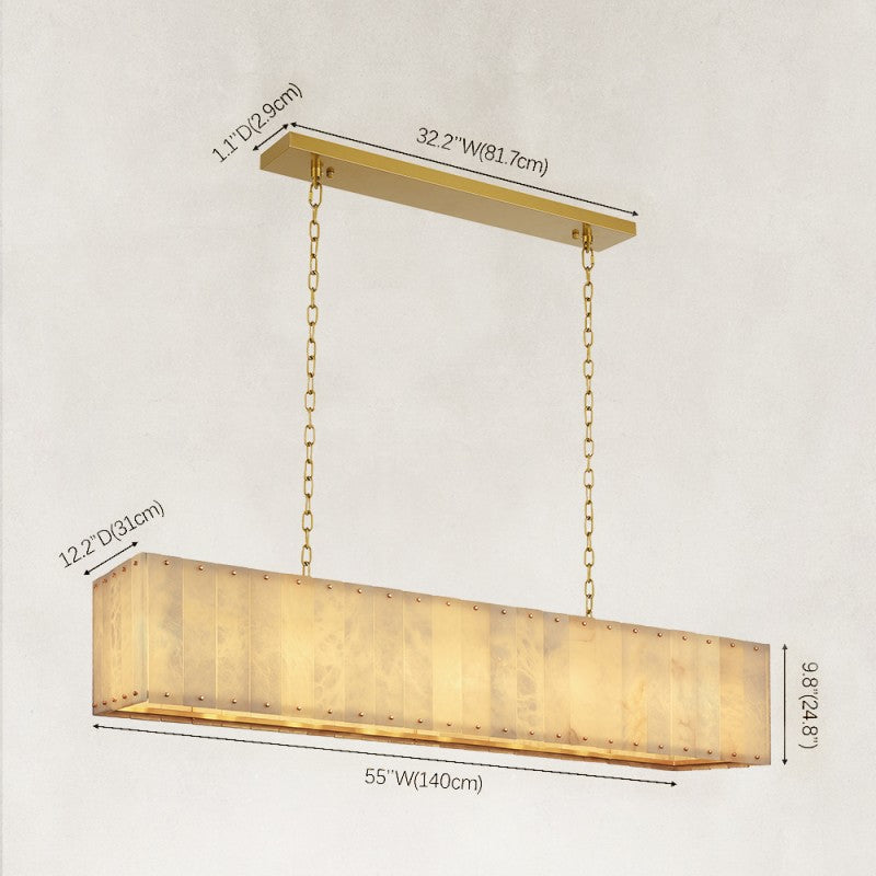 Solara Alabaster Rectangular Chandelier 55"W