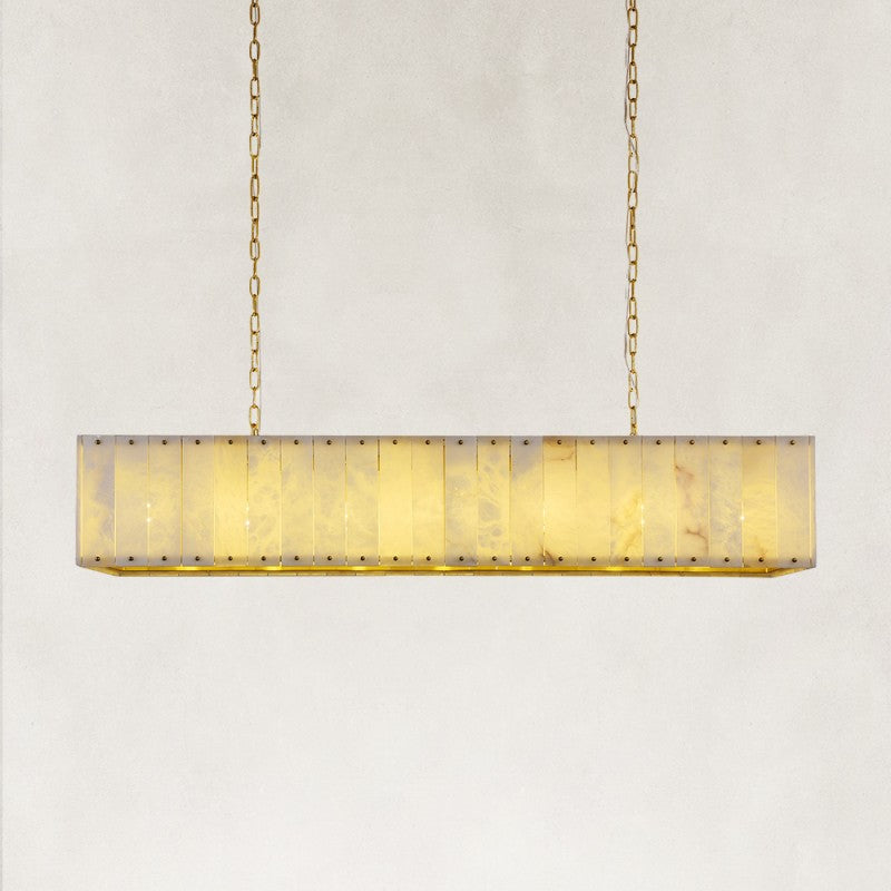 Solara Alabaster Rectangular Chandelier 55"W