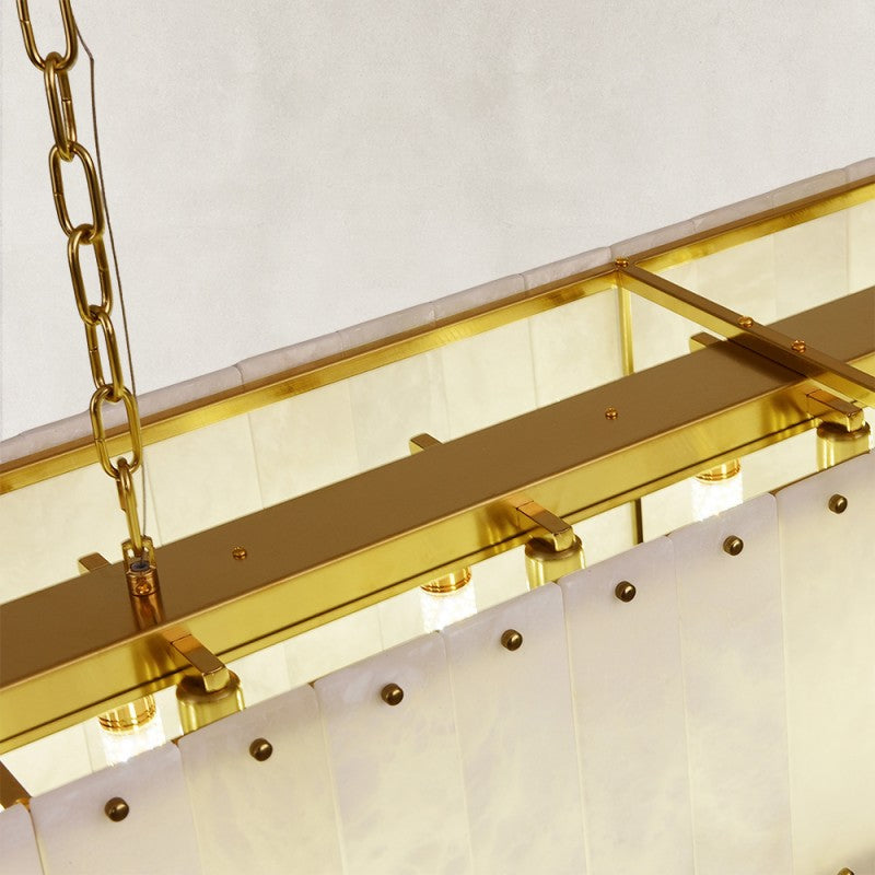 Solara Alabaster Rectangular Chandelier 55"W