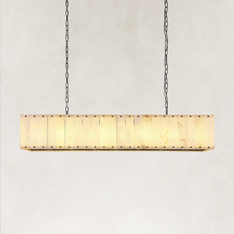 Solara Alabaster Rectangular Chandelier 55"W