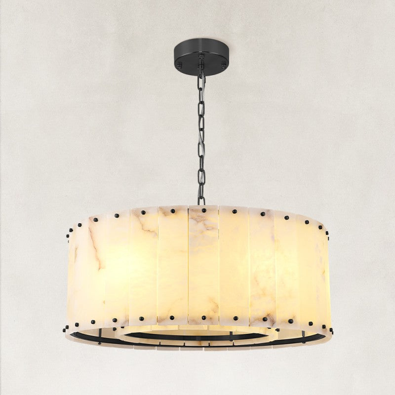 Solara Alabaster Round Chandelier 24"D