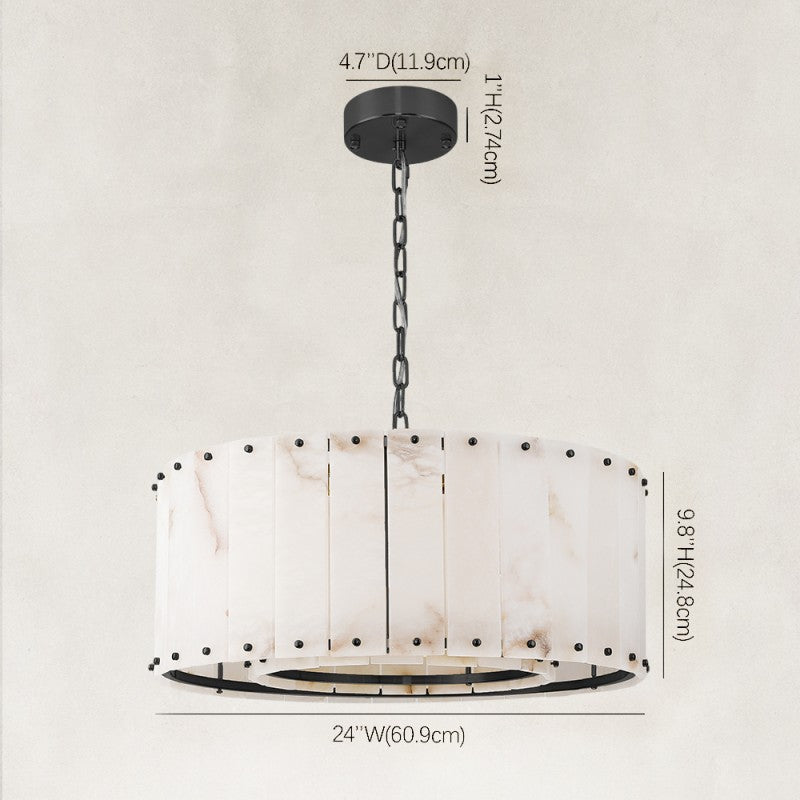 Solara Alabaster Round Chandelier 24"D