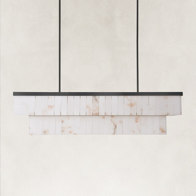 Solenne Alabaster Rectangular Chandelier 55"W
