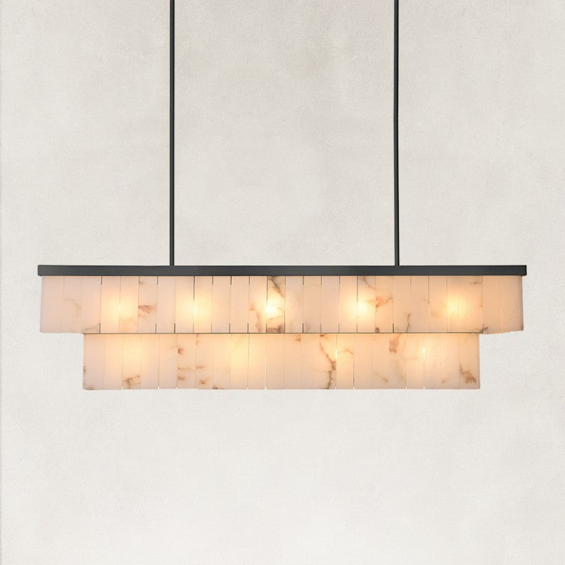 Solenne Alabaster Rectangular Chandelier 55"W