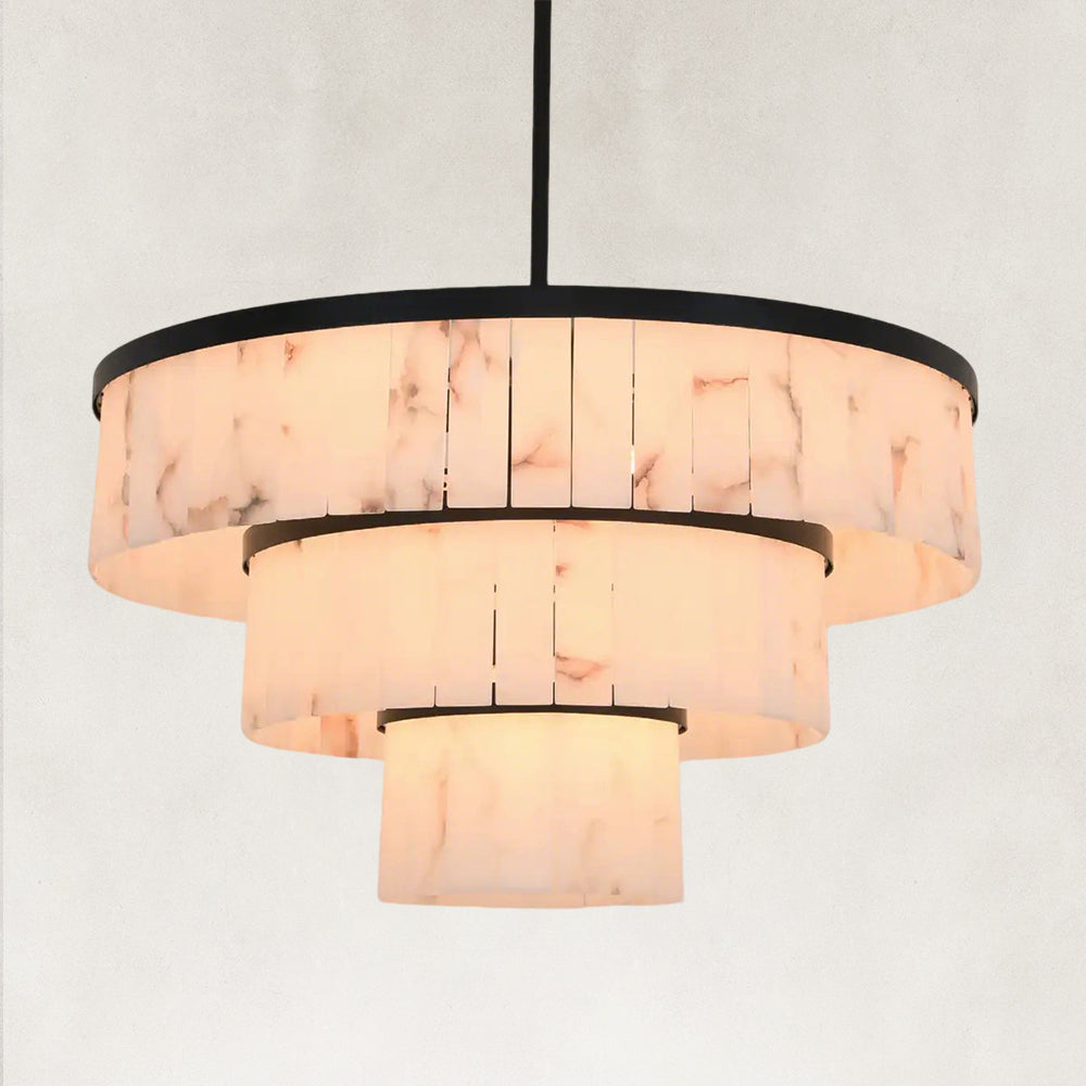 Solenne Alabaster Round Chandelier 34"D