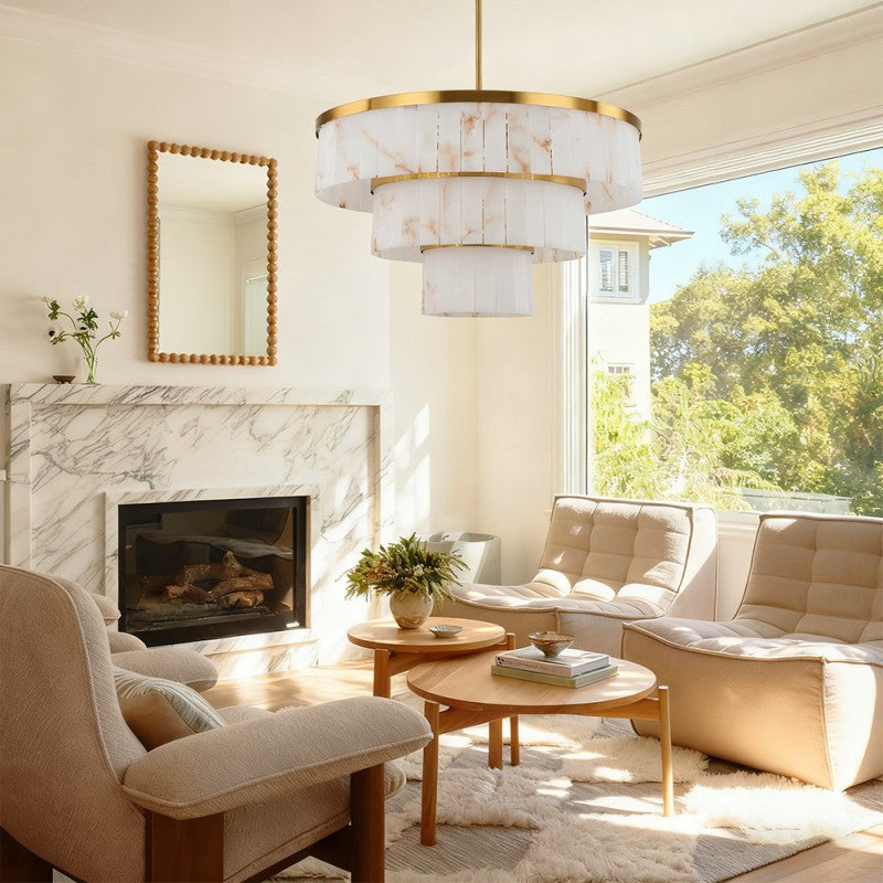Solenne Alabaster Round Chandelier 34"D