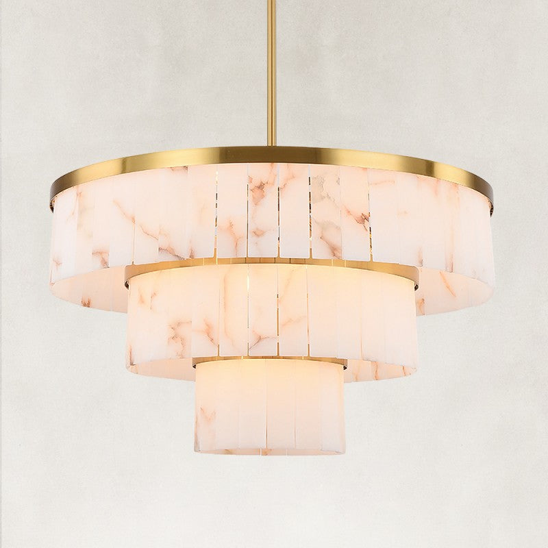 Solenne Alabaster Round Chandelier 34"D