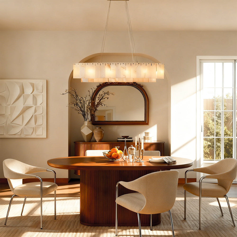 Solis Alabaster Oval Chandelier 40"