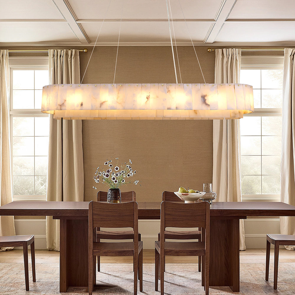 Solis Alabaster Oval Chandelier 54"W