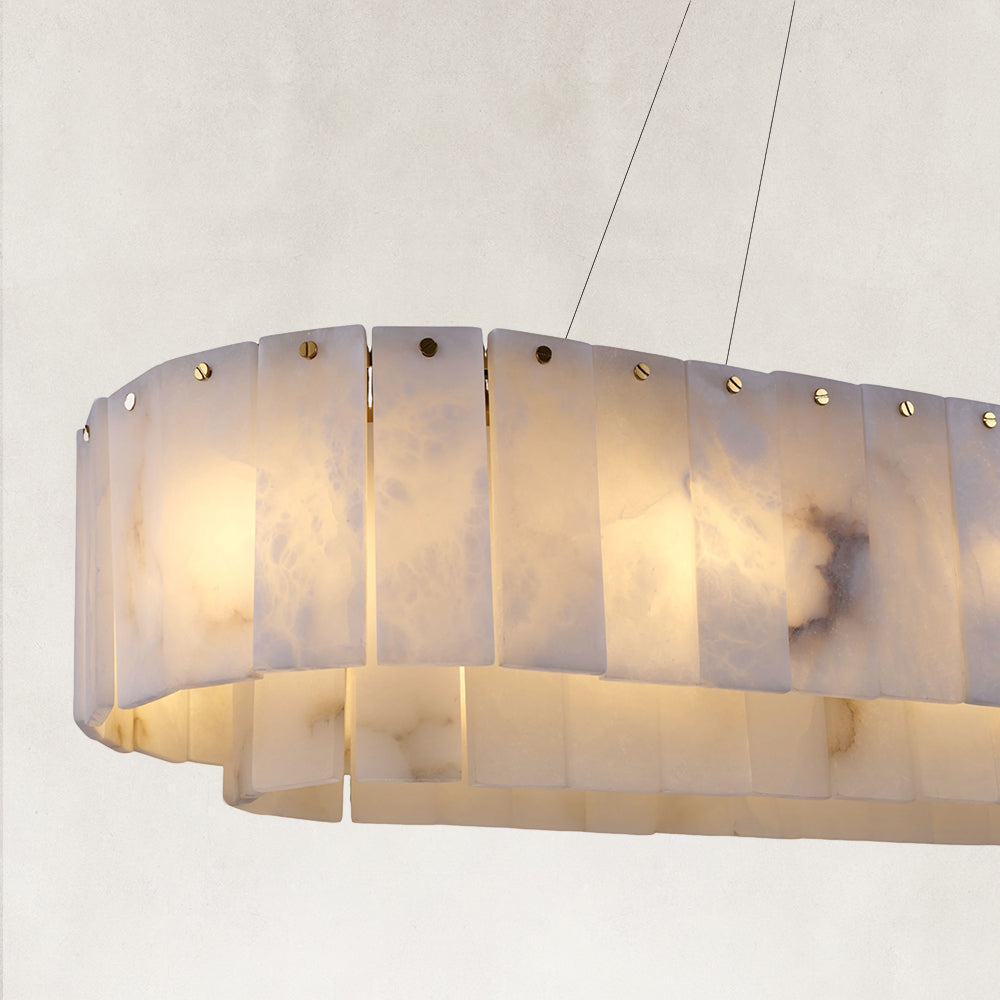 Solis Alabaster Oval Chandelier 54"W