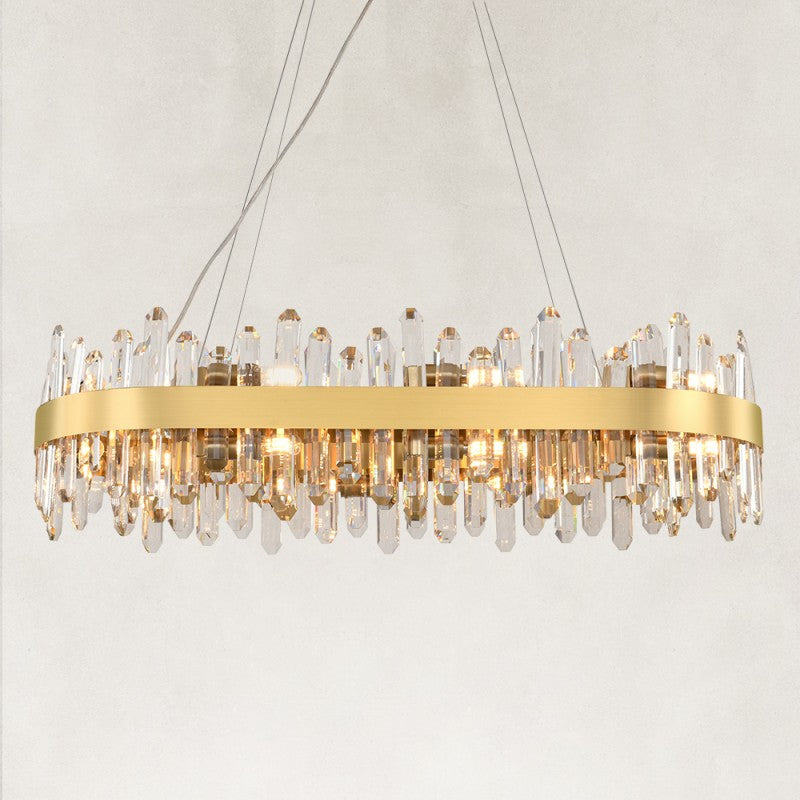 Stello Crystal Strip Oval Chandelier 36"W
