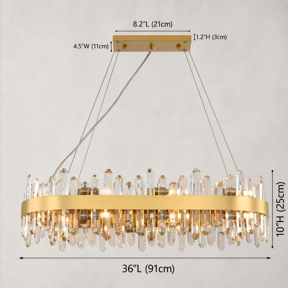 Stello Crystal Strip Oval Chandelier 36"W