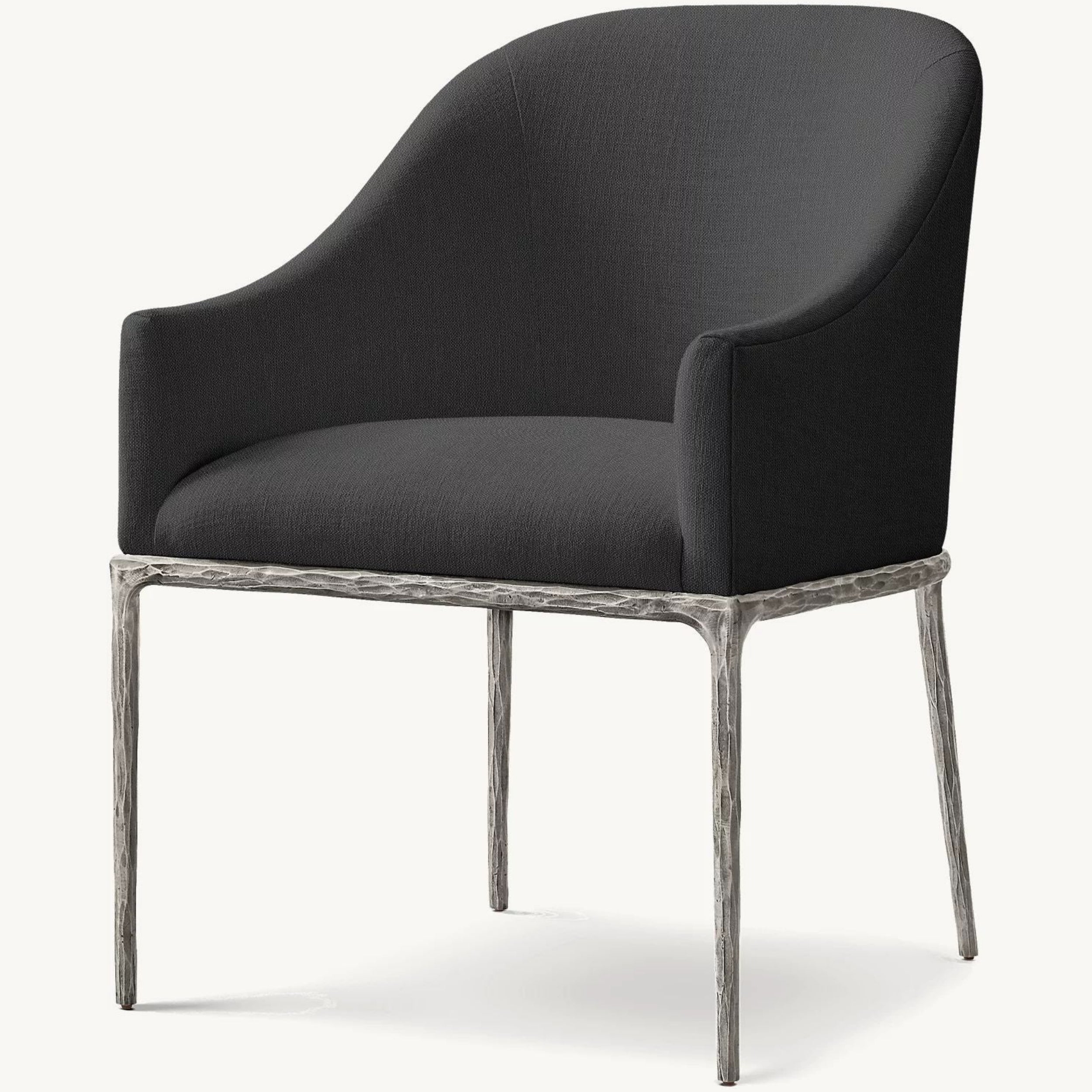 Thadeus Barrelback Slope Fabric Dining Armchair