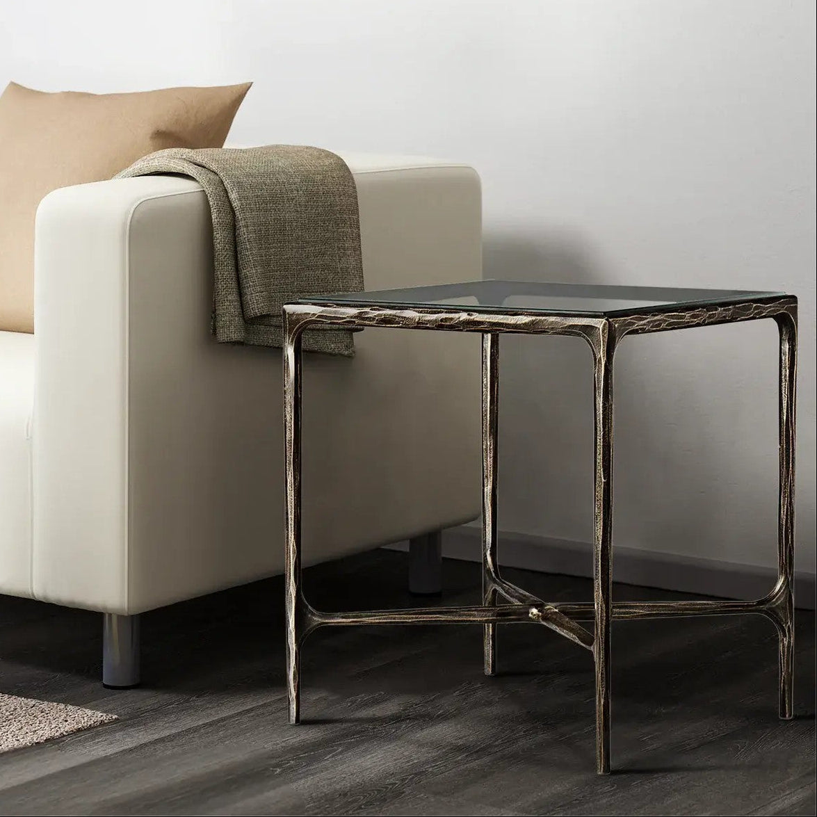 Thaddeus Glass Square Side Table 18" 22"