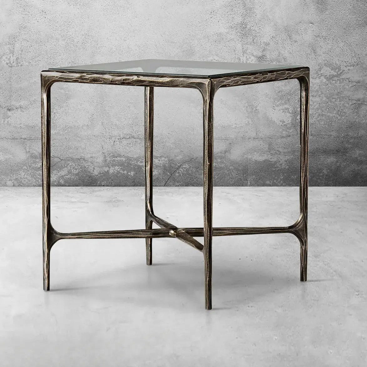 Thaddeus Glass Square Side Table 18" 22"