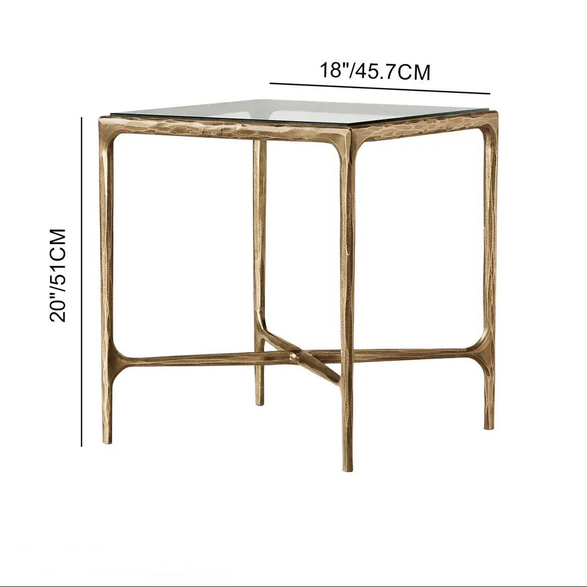 Thaddeus Glass Square Side Table 18" 22"