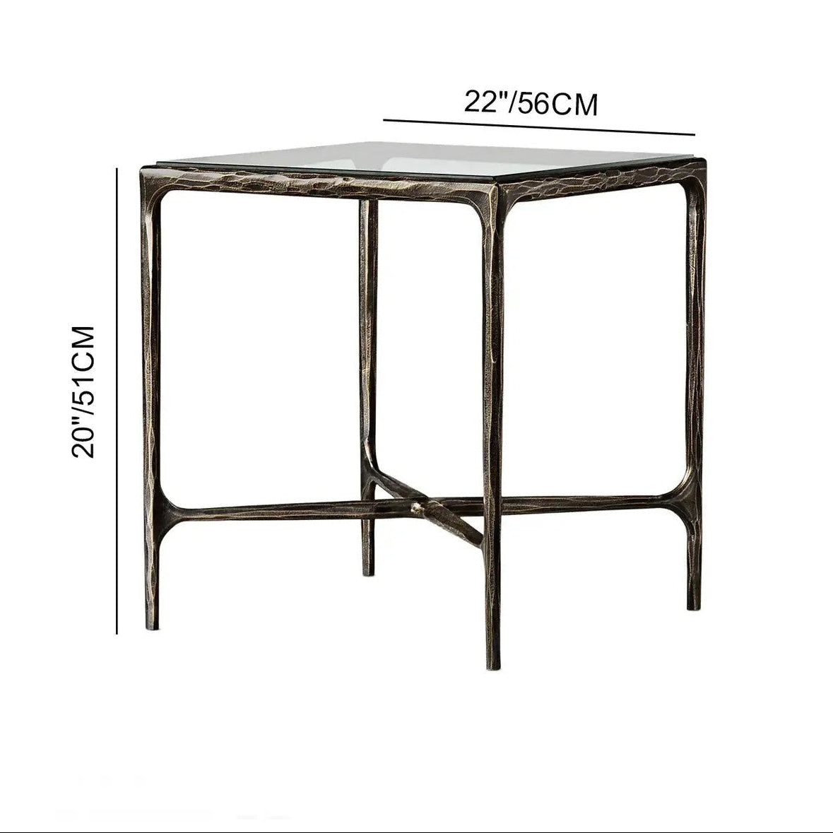 Thaddeus Glass Square Side Table 18" 22"