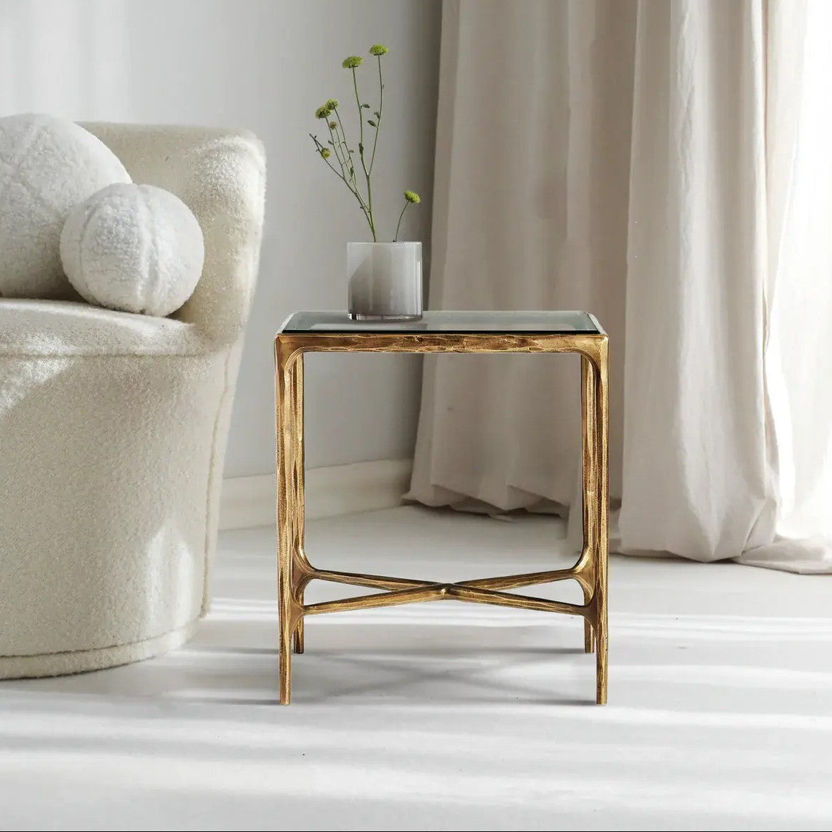 Thaddeus Glass Square Side Table 18" 22"