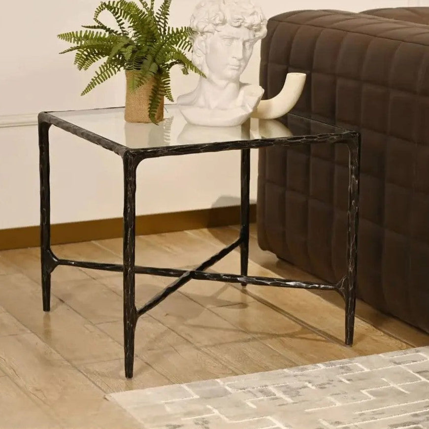 Thaddeus Glass Square Side Table 18" 22"