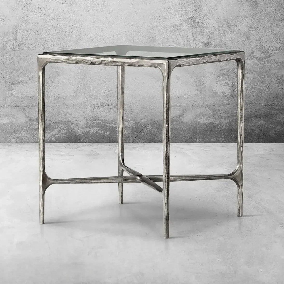 Thaddeus Glass Square Side Table 18" 22"