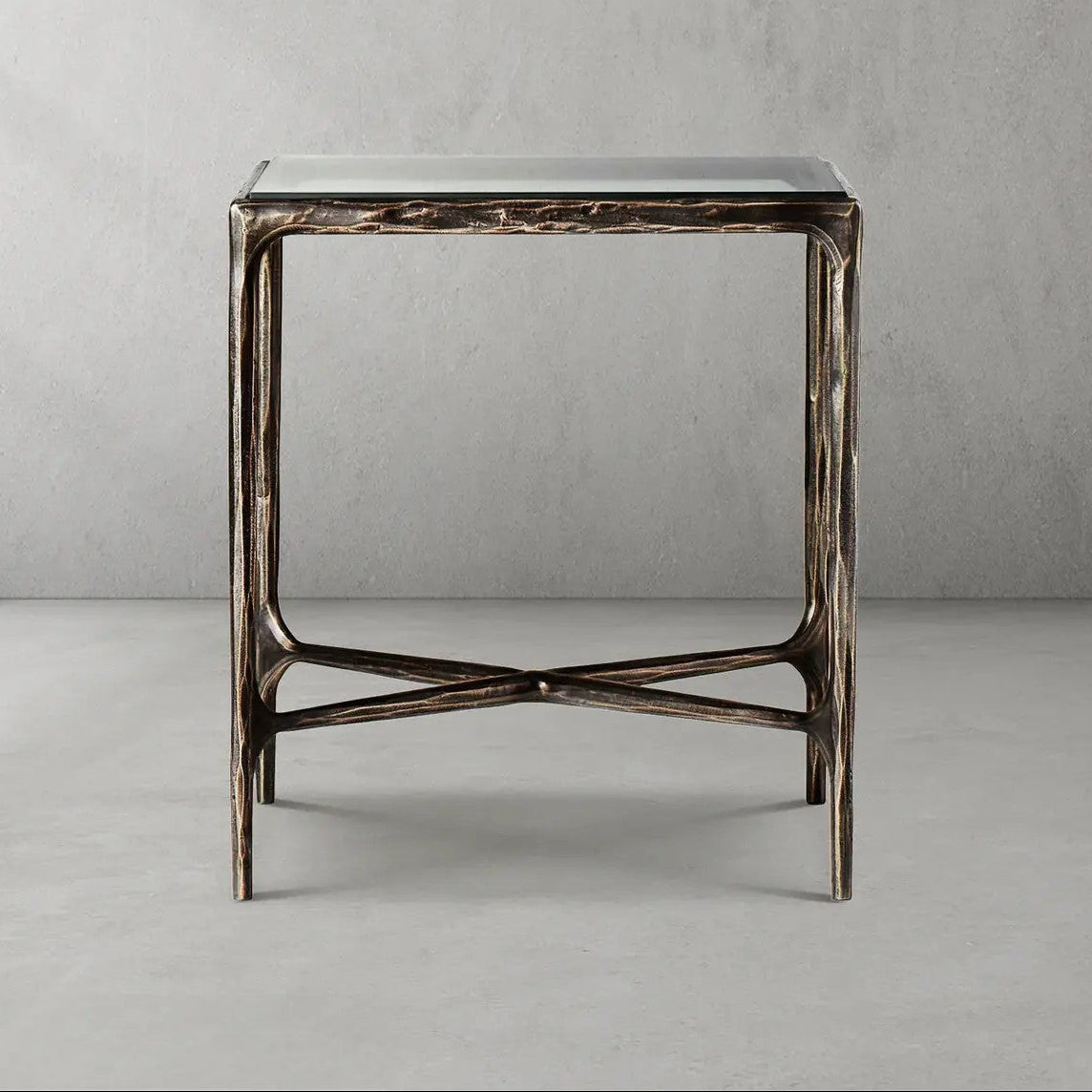 Thaddeus Glass Square Side Table 18" 22"