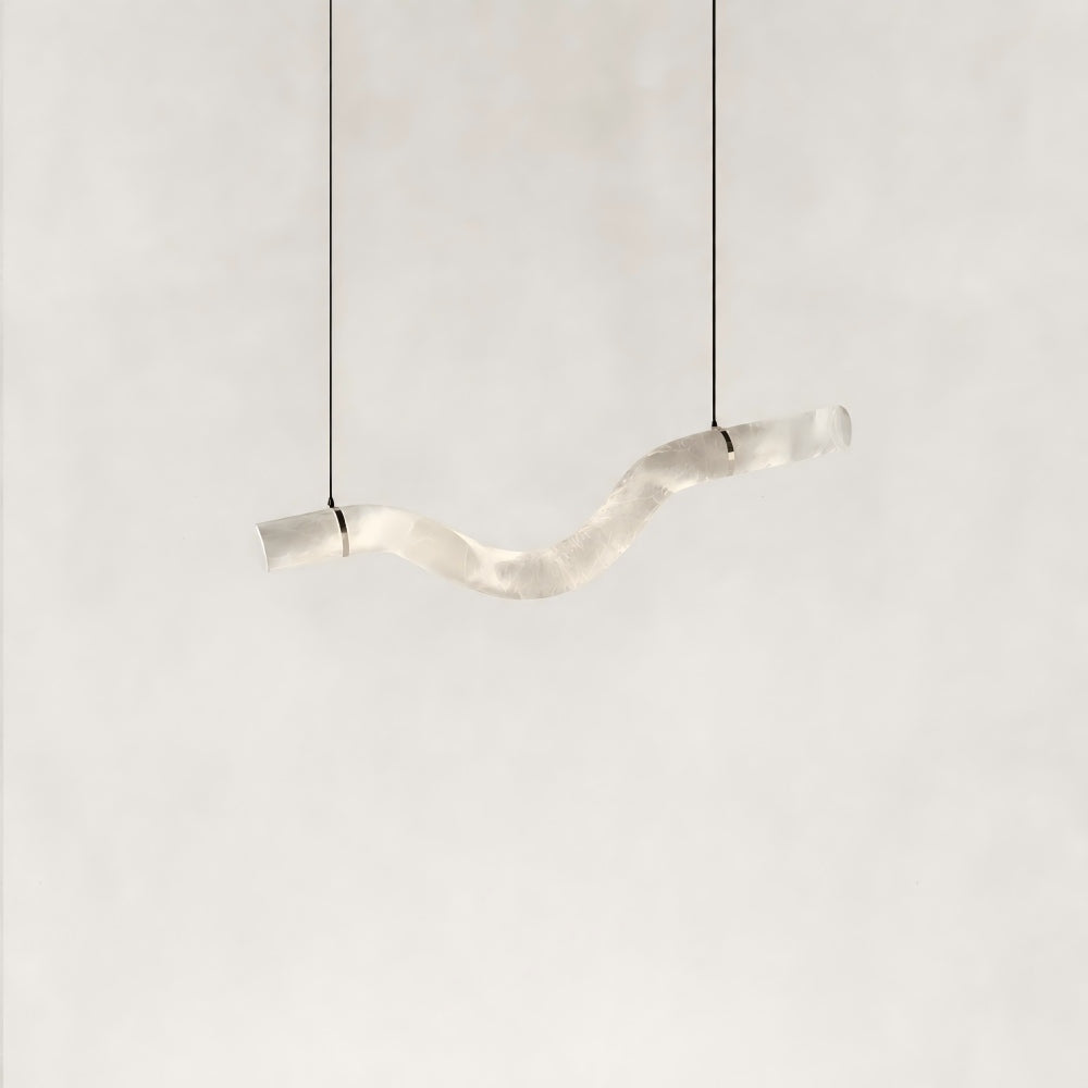 Verve Single Wave Alabaster Tube Pendant Light
