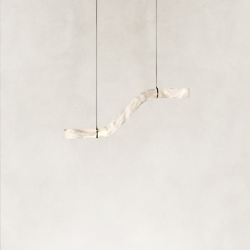Verve Single Wave Alabaster Tube Pendant Light