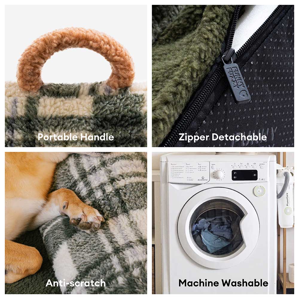 Vintage Checkered Washable Cozy Support Calming Dog & Cat Sofa Bed