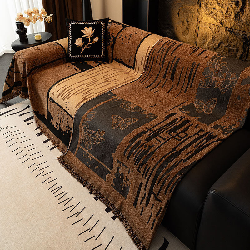 Vintage Chenille Anti-Scratch Sofa Protector Throw Couch Cover