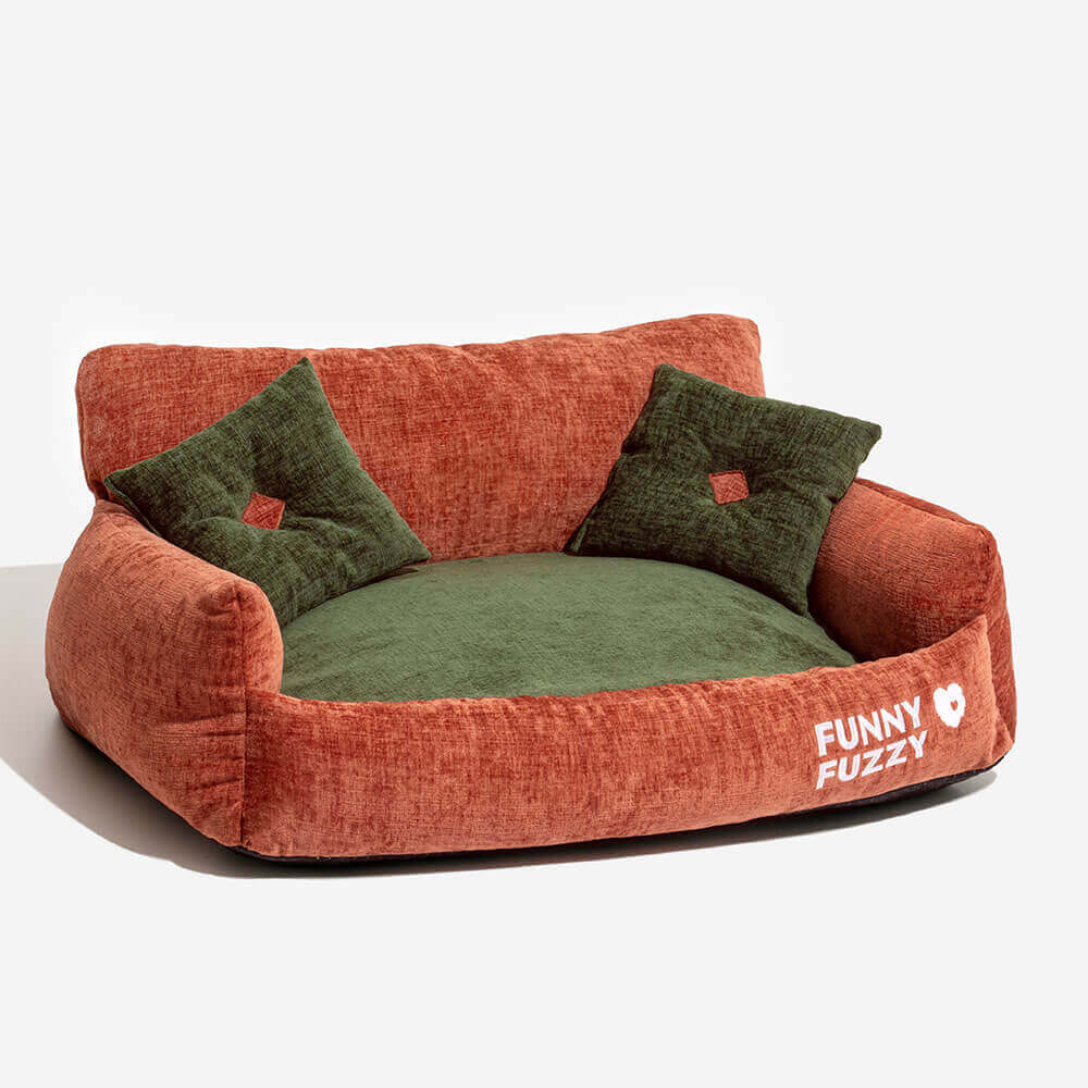 Vintage Chenille Washable Soft Cat Sofa Bed