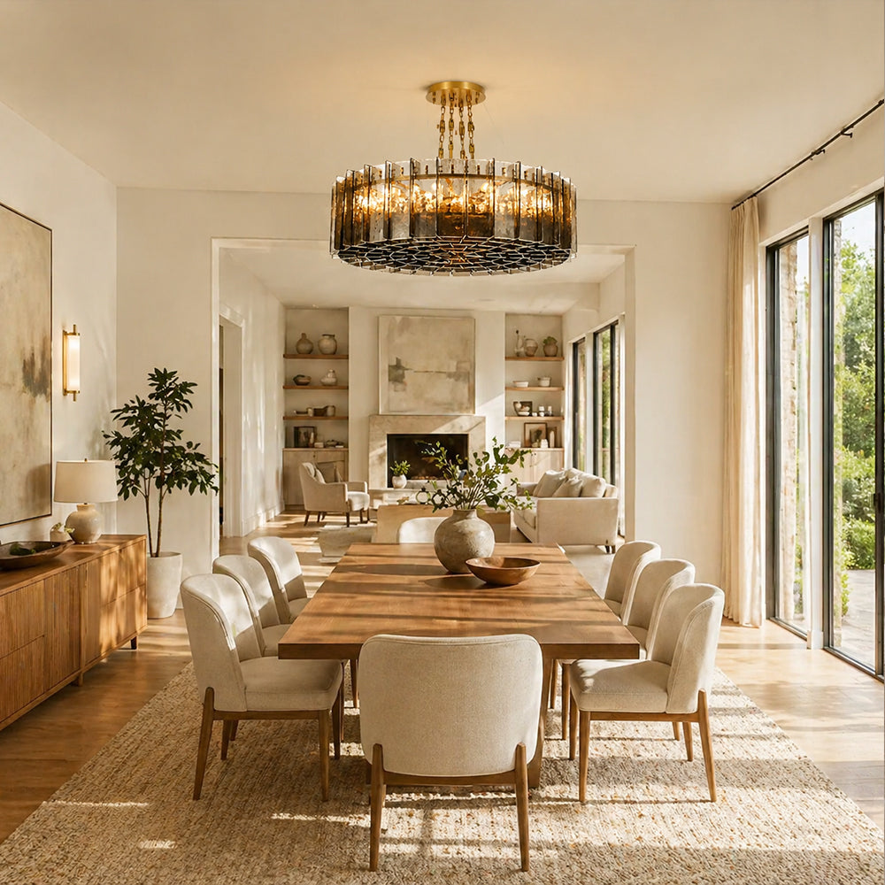 Zeal Modern Round Smoke Glass Chandelier