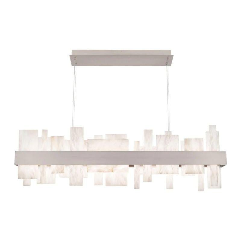 Acropolis 46in LED Linear Alabaster Chandelier - Brushed NickelJoyfuzzy