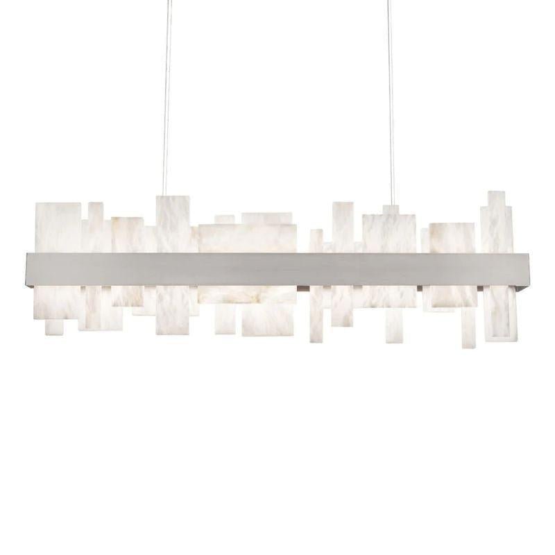 Acropolis 46in LED Linear Alabaster Chandelier - Brushed NickelJoyfuzzy