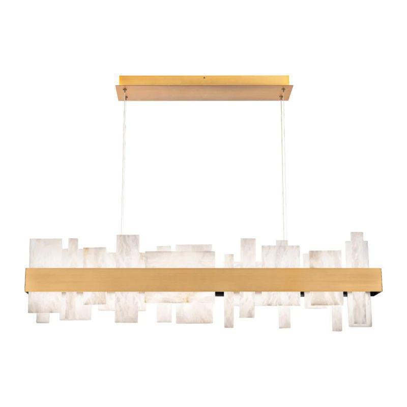 Acropolis 46in LED Linear Alabaster Chandelier - BrassJoyfuzzy