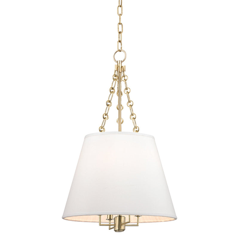 Aged Brass Linen Shade Pendant