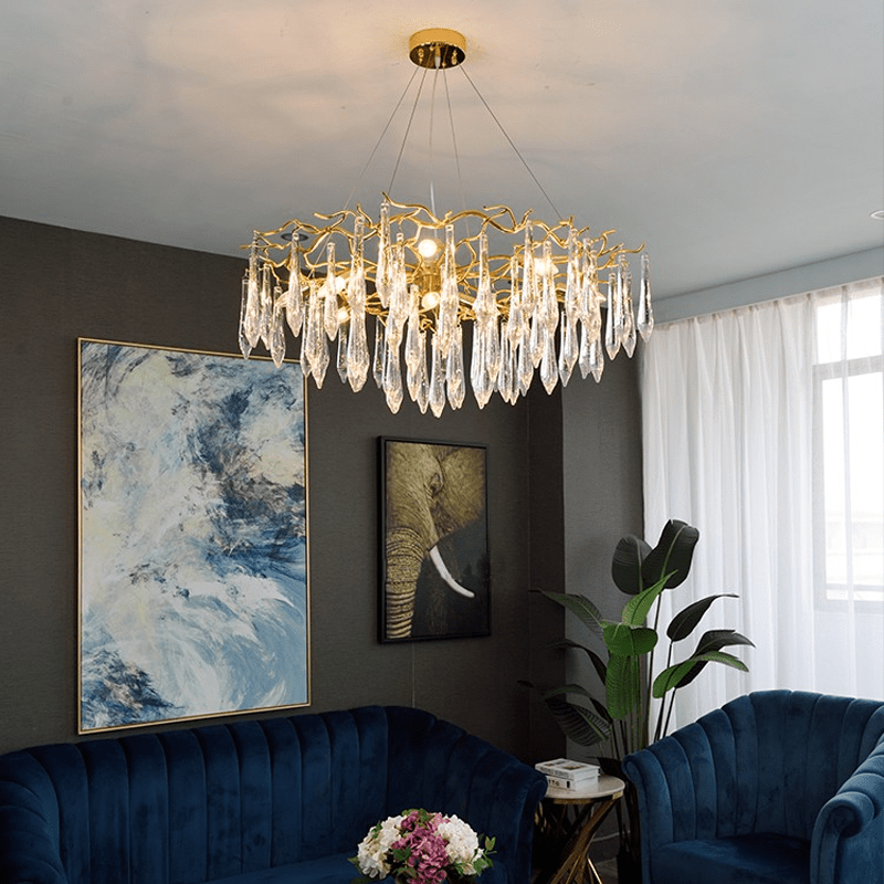 Agnes Aluminum Branch Crystal Chandelier - 39.37" diamJoyfuzzy