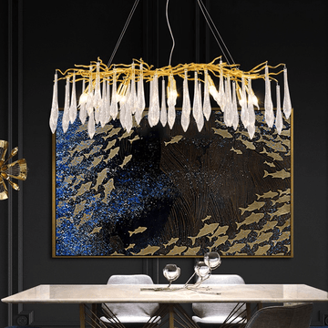 Agnes Aluminum Branch Crystal Chandelier For Dining Room - 39.37" LJoyfuzzy