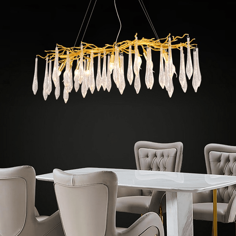 Agnes Aluminum Branch Crystal Chandelier For Dining Room - 39.37" LJoyfuzzy