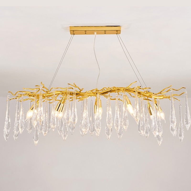 Agnes Aluminum Branch Crystal Chandelier For Dining Room - 47.24" LJoyfuzzy