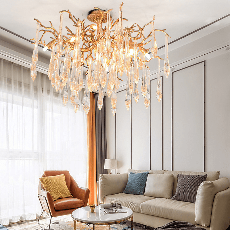 Agnes Brass Branch Crystal Ceiling Light - 47.24" LJoyfuzzy