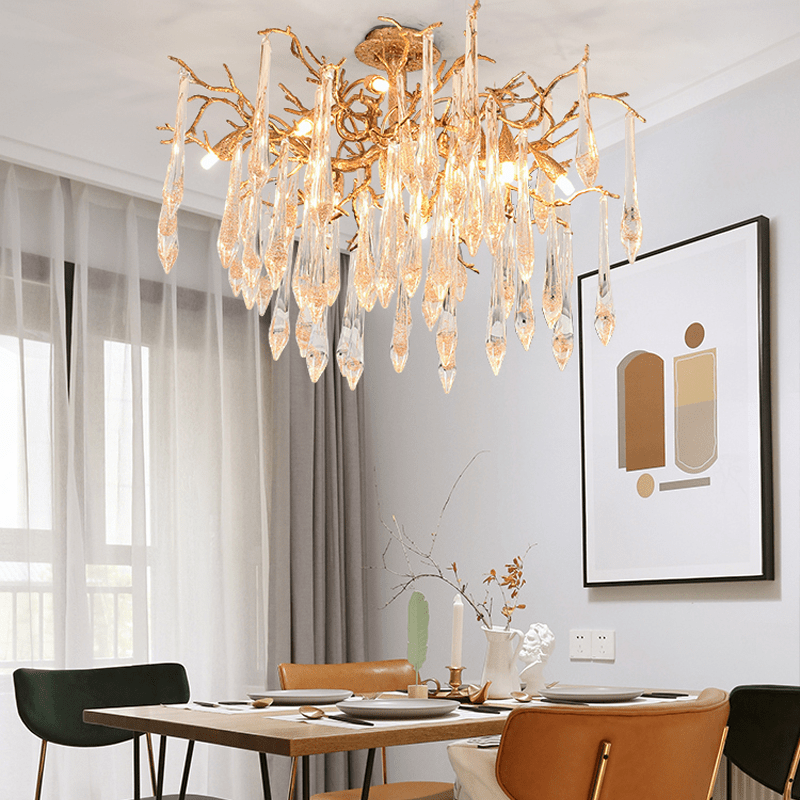 Agnes Brass Branch Crystal Ceiling Light - 31.5" LJoyfuzzy