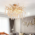 Agnes Brass Branch Crystal Ceiling Light - 31.5